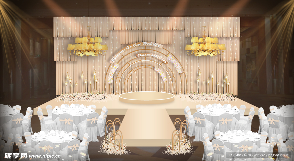 香槟色金色浪漫婚礼