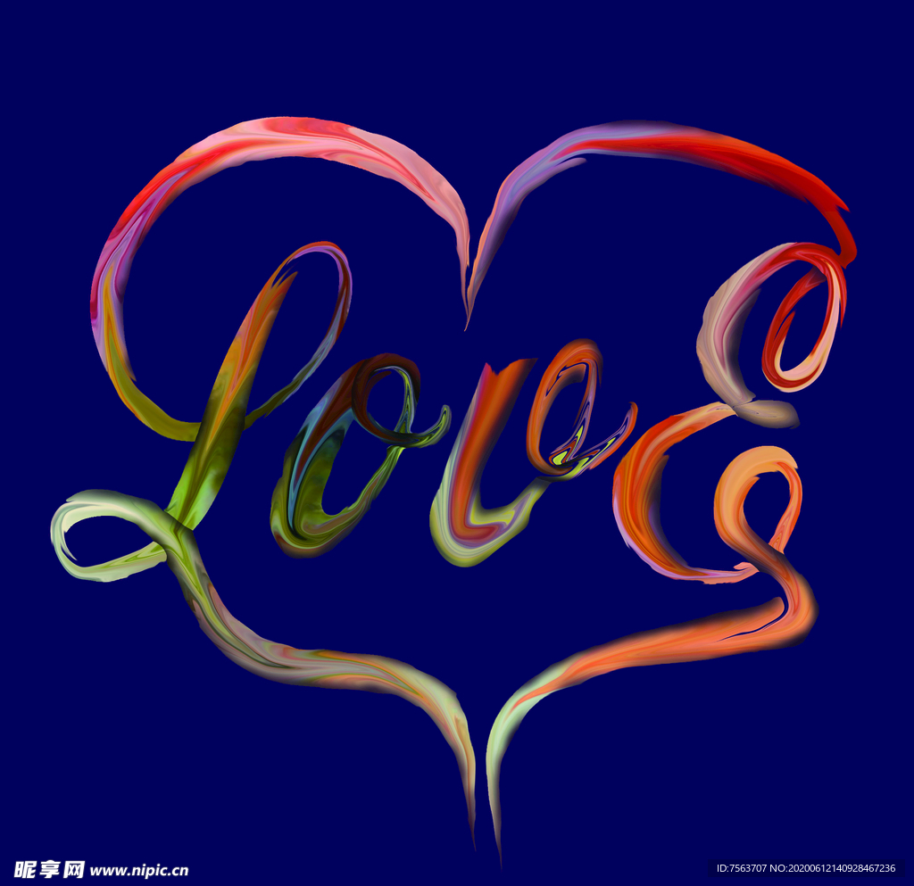 爱心love炫彩字母