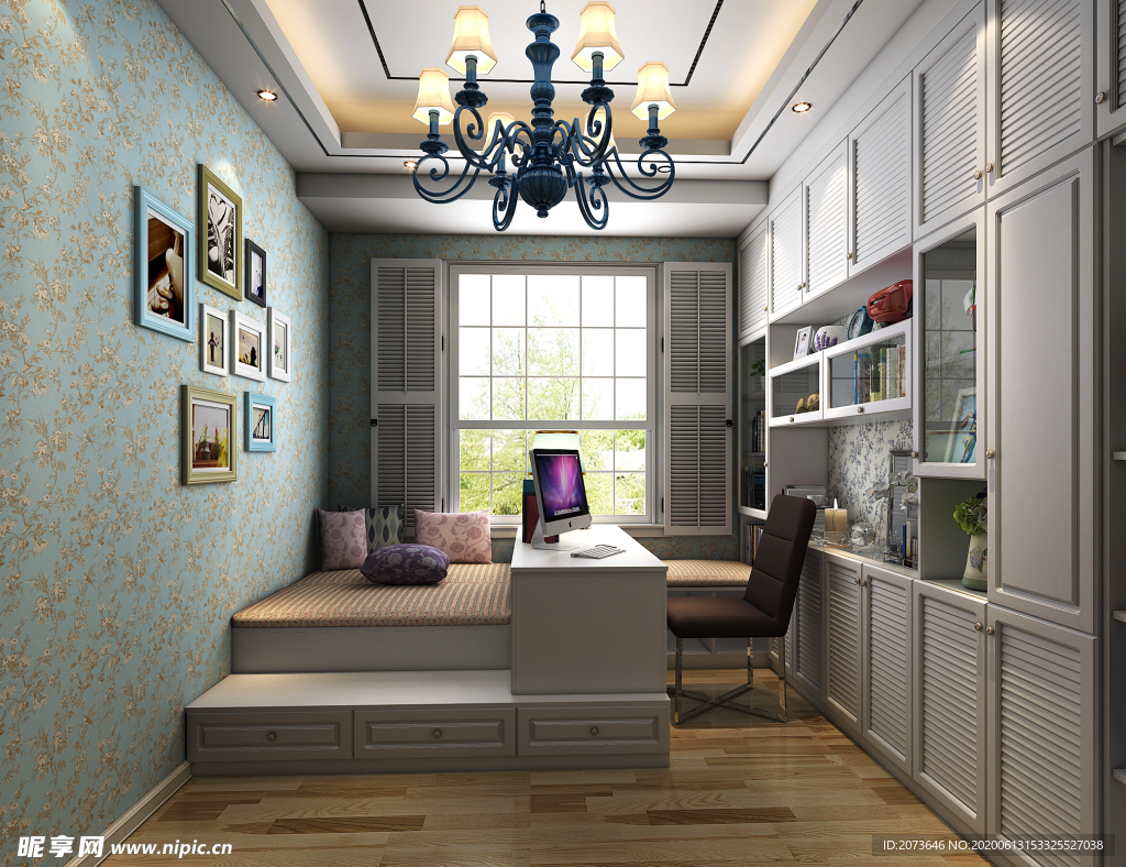 简欧风格书房榻榻米