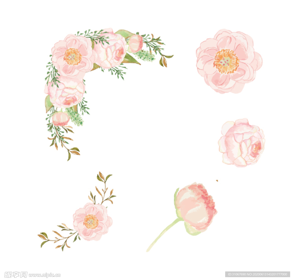 花环  粉色花 粉色花朵 粉色