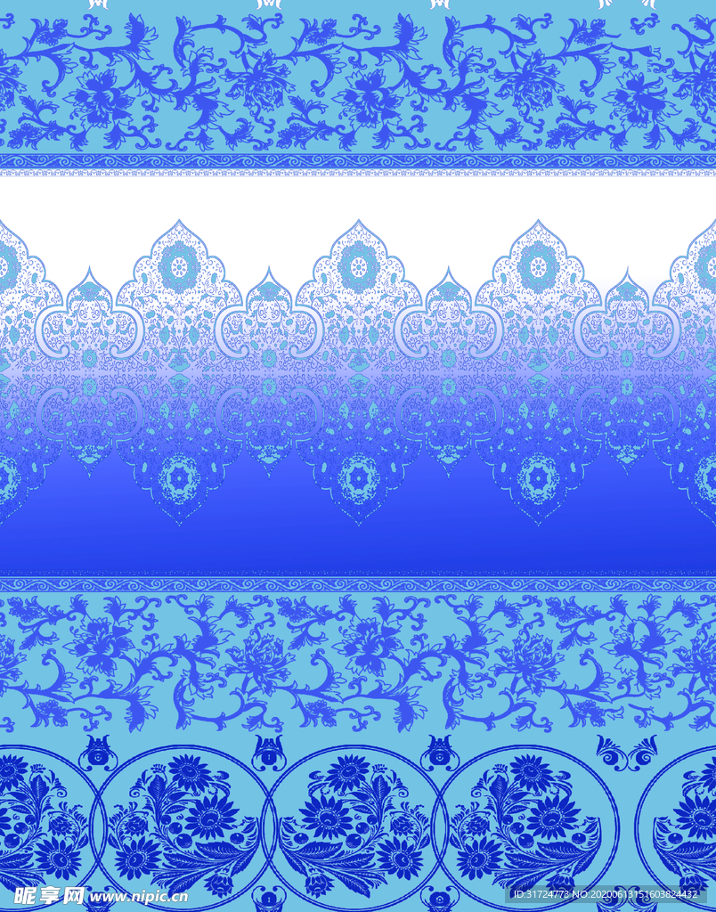 矢量花卉 大牌 青花瓷 女装