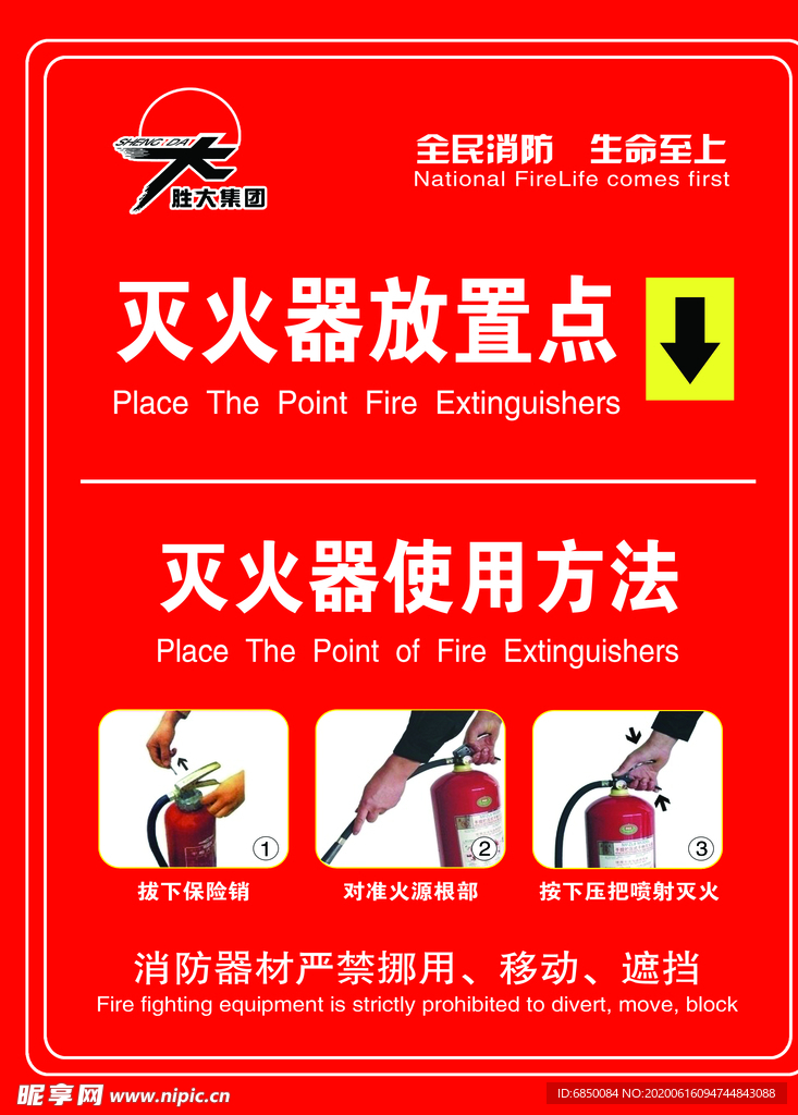 灭火器使用方法  灭火器放置点