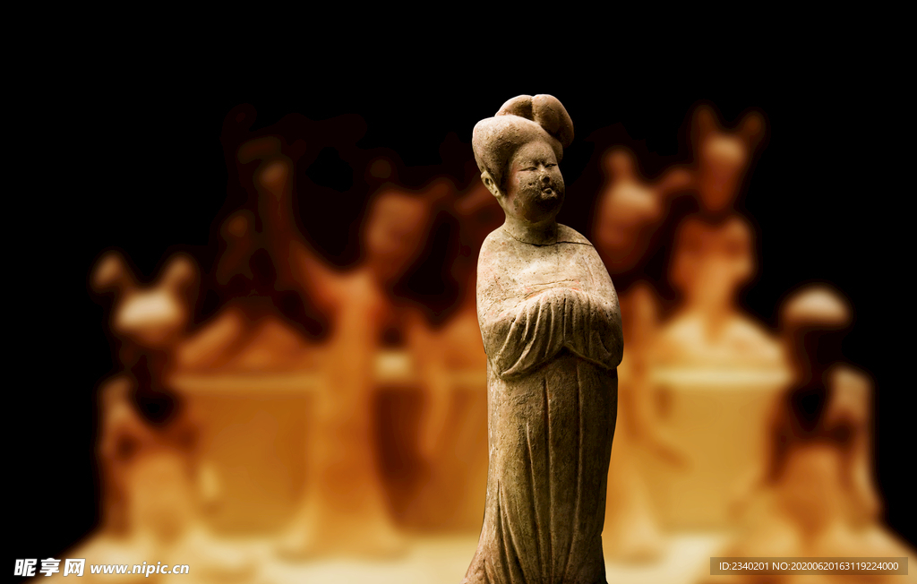 唐彩绘仕女立俑彩绘仕女立俑