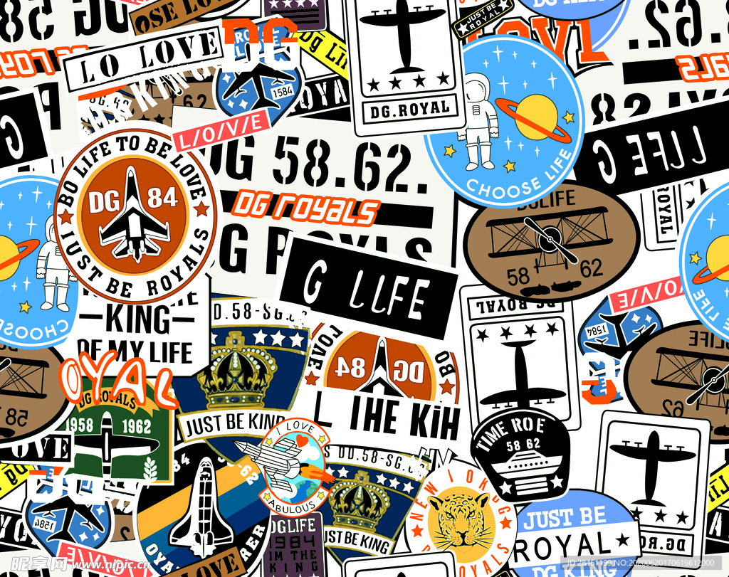 卡通 飞机 数字  字母 皇冠