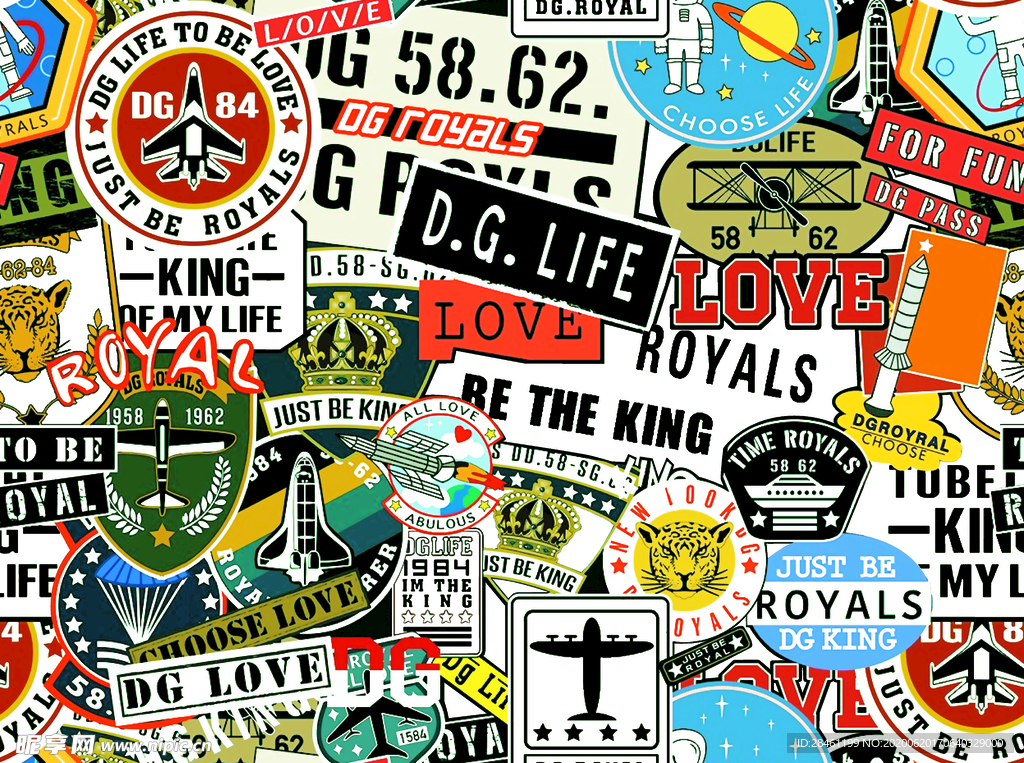 卡通 飞机 数字  字母 皇冠