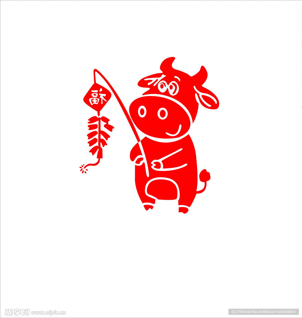 福年  牛年大吉 牛矢量图