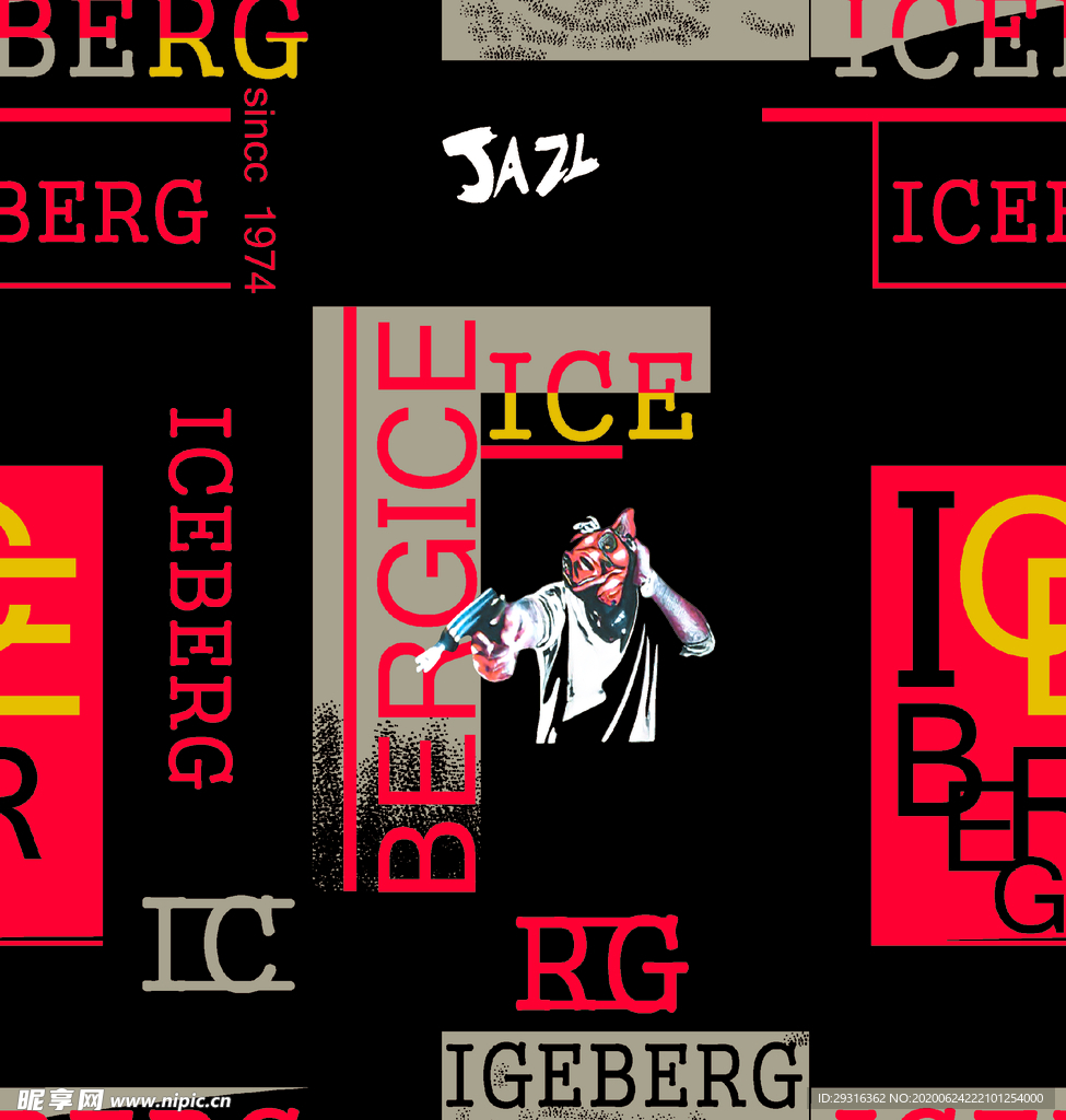 大牌 男装 英文字母 人头