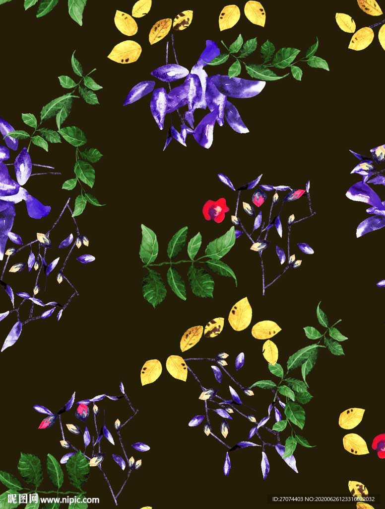 大牌花  叶子 手绘花