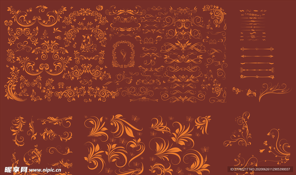 欧式金色花纹 矢量图