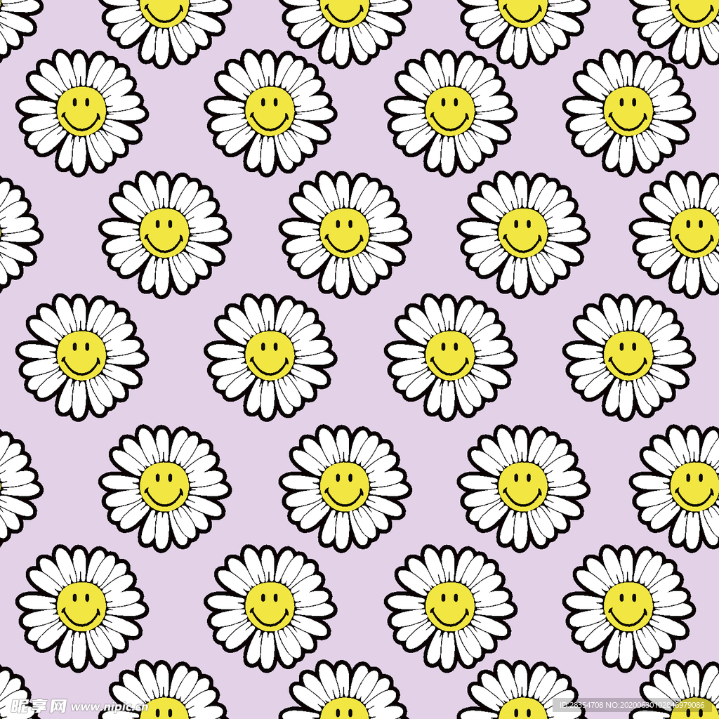 笑脸  向日葵 卡通 紫色底图