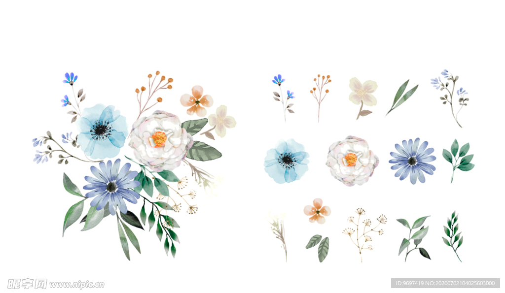 矢量花朵花束素材