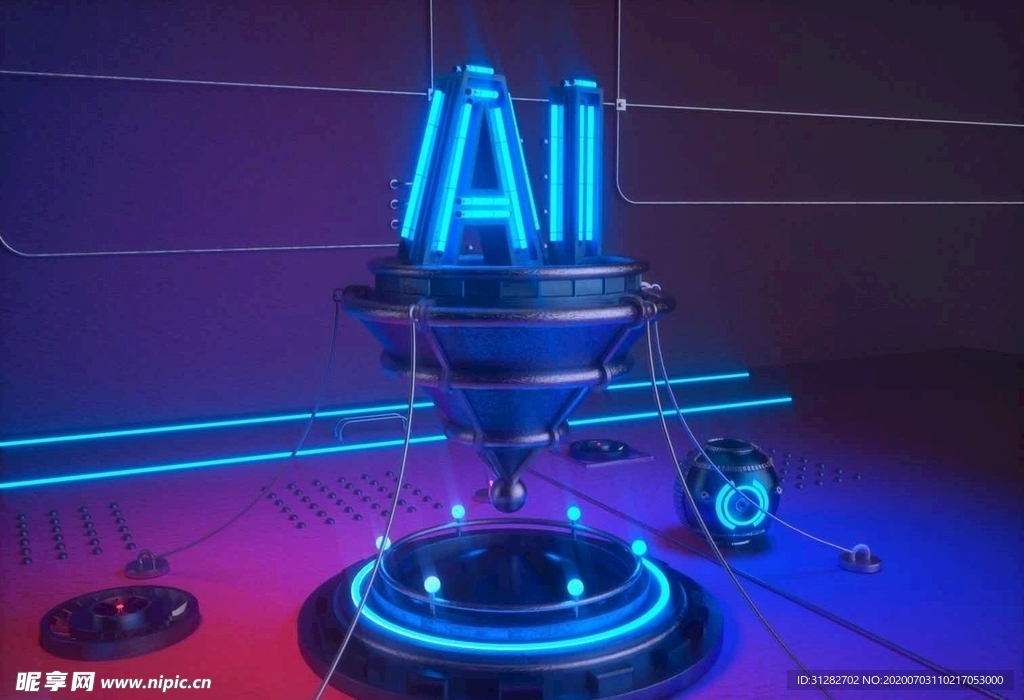 人物炫彩光效科技时尚未来场景3