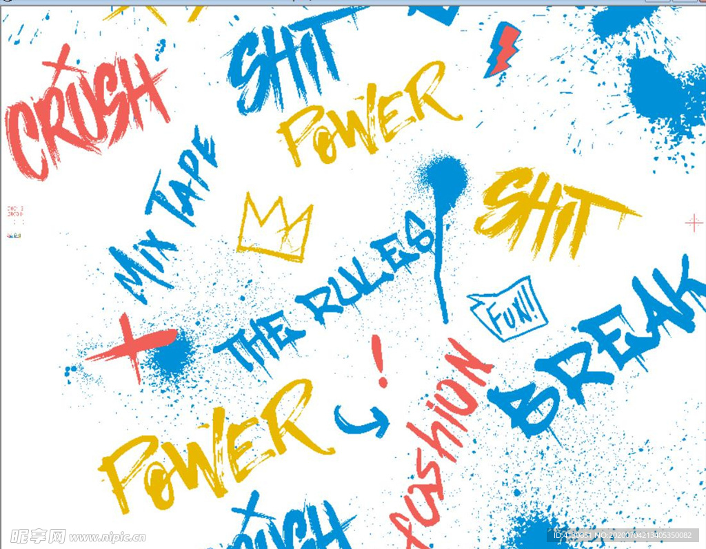 字母 手绘 草写 印花设计 面