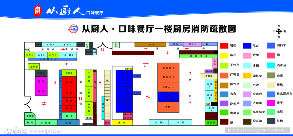 消防疏散图 从厨人