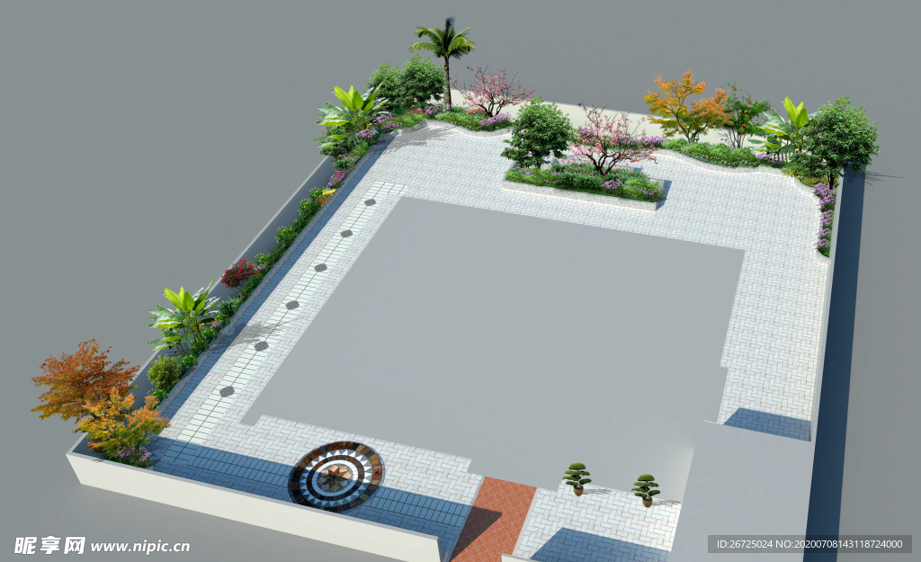 庭院景观设计案例鸟瞰图效果图