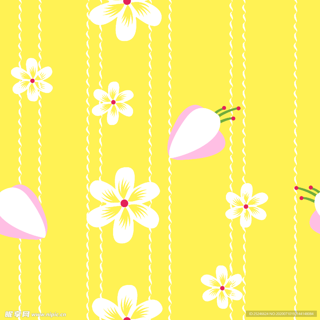 清新黄底小碎花移门图案