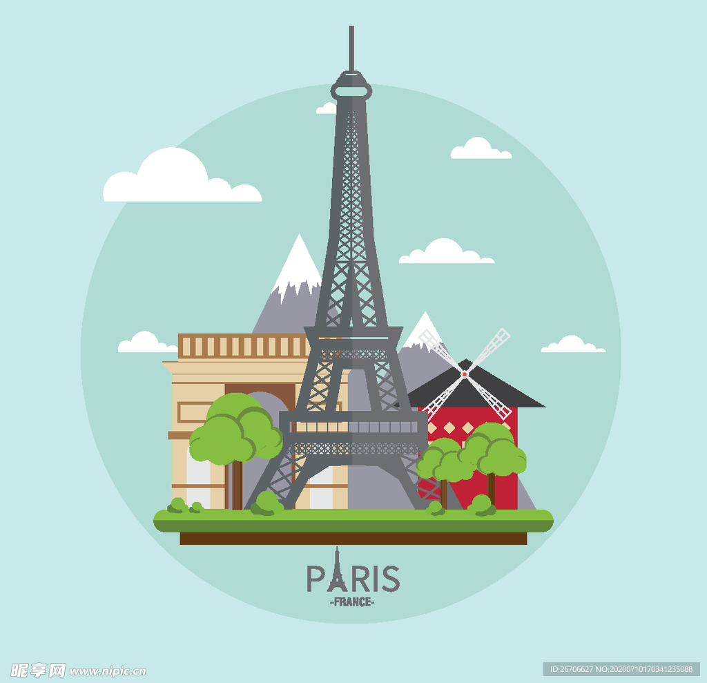 巴黎矢量插画