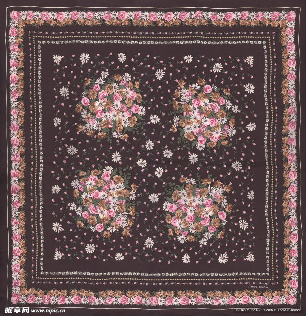 大牌 方巾 数码 花朵 印花