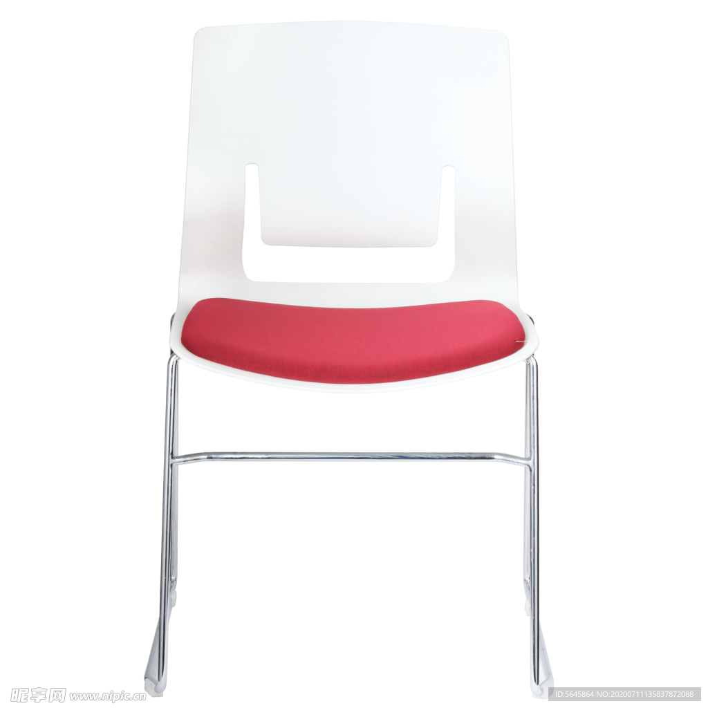 简约时尚红白不锈钢办公椅正面