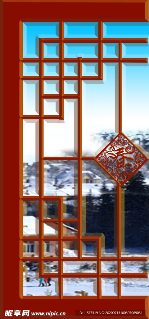 中国风窗帘背景