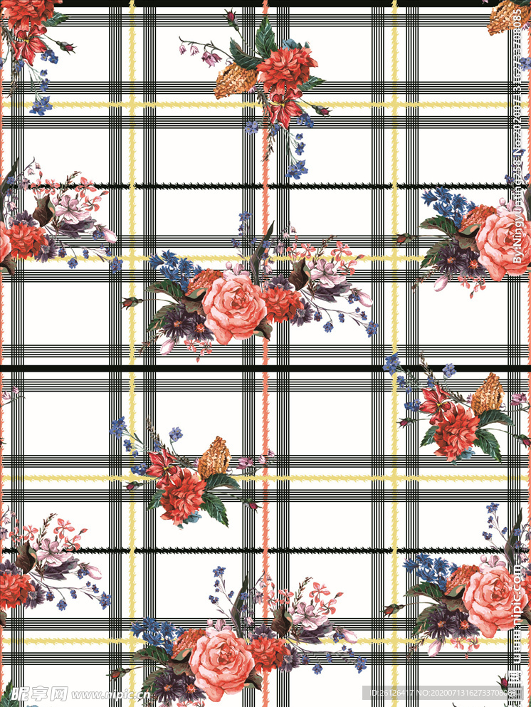 格子花朵