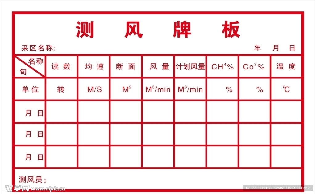 测风牌板