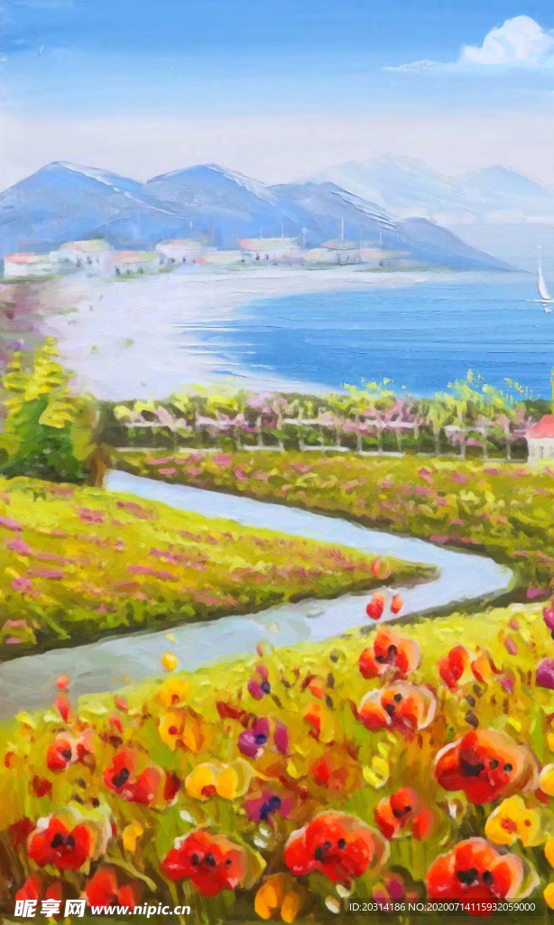 竖版地中海风景画