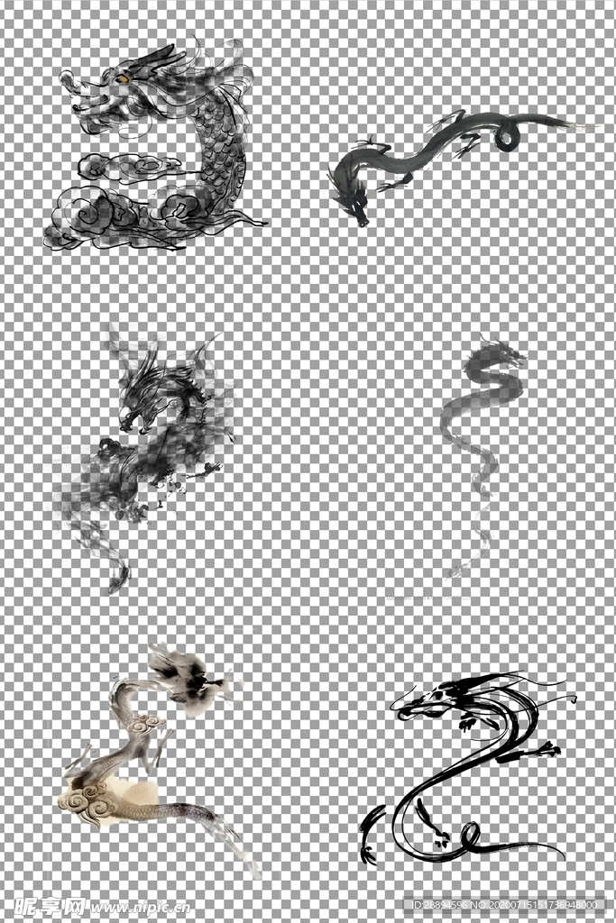 手绘水墨画中国龙