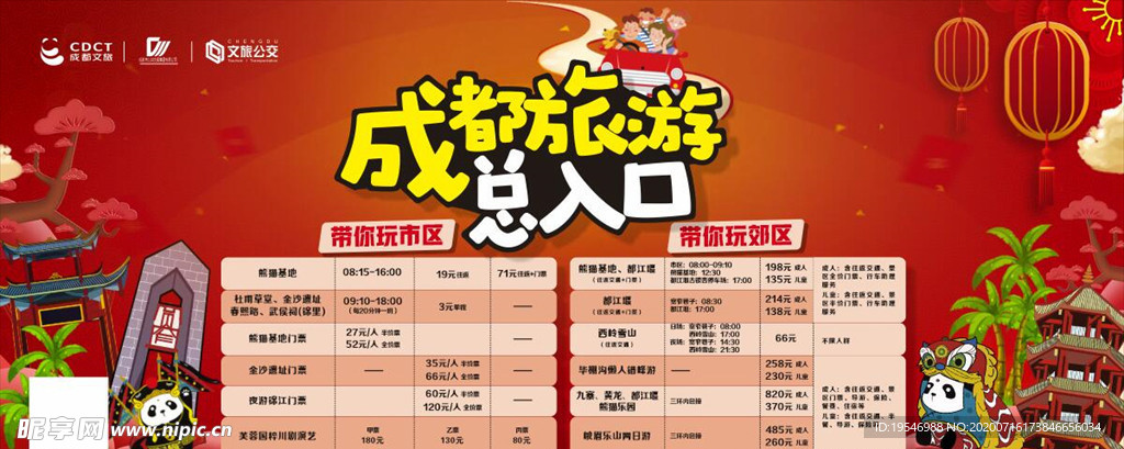 成都旅游展板成都景点展板