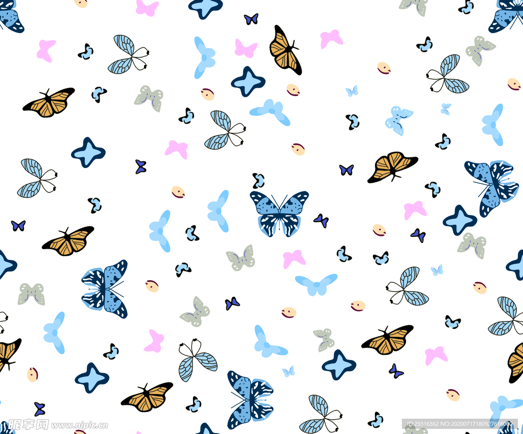 大牌 蝴蝶 数码印花 扎染