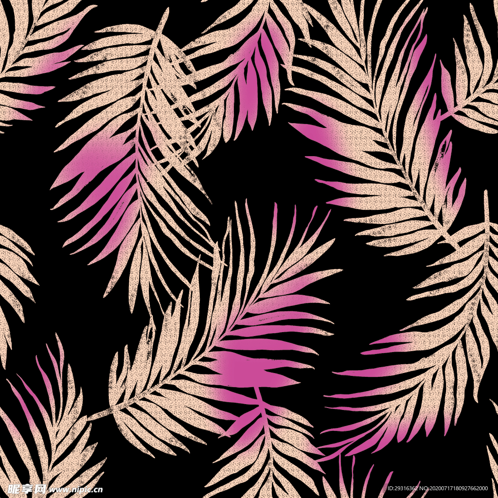 大牌 叶子  数码印花 扎染