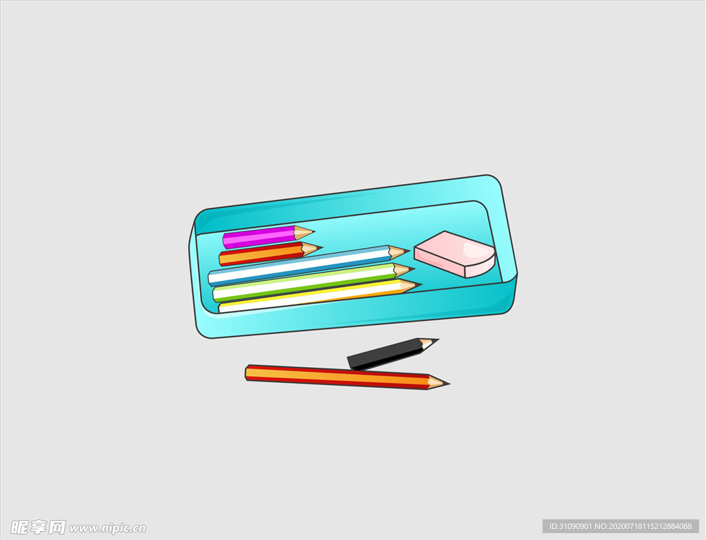 矢量铅笔盒铅笔袋