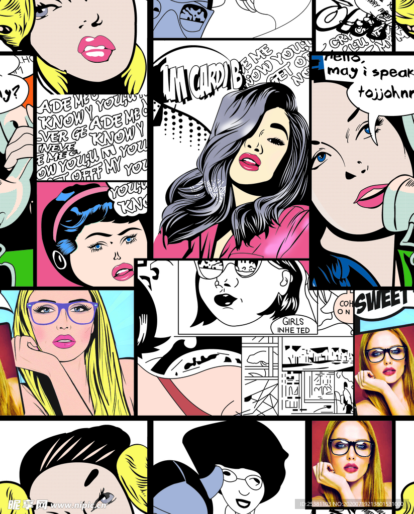 手绘 大牌  报纸  数码印