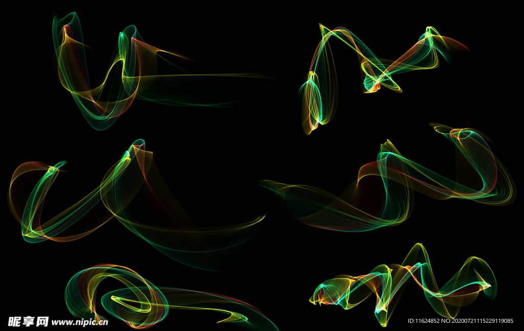 手绘抽象彩色烟雾线条