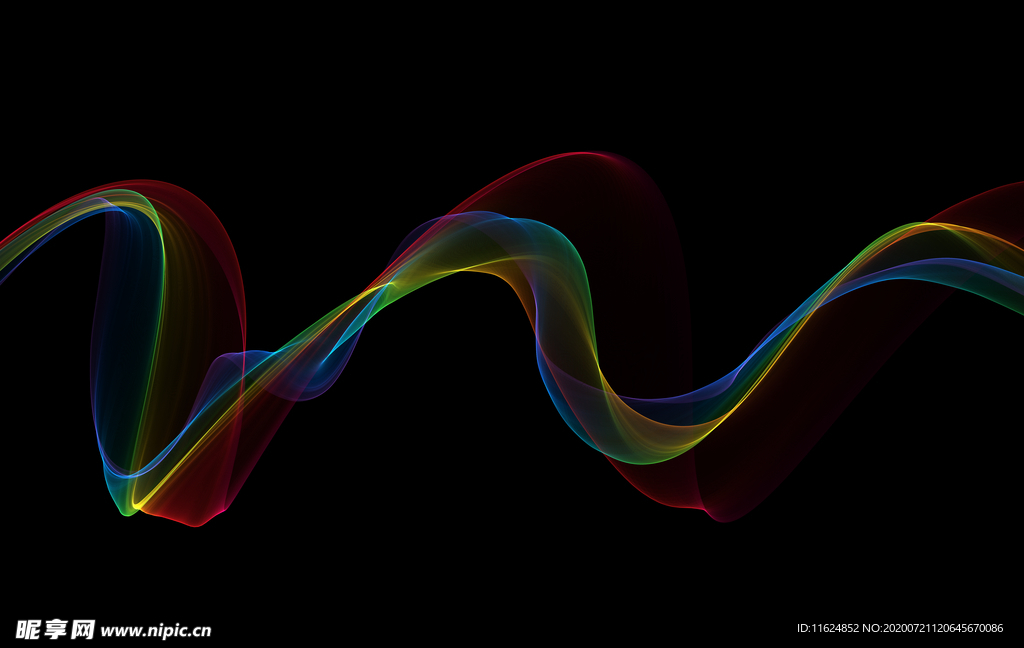 手绘抽象彩色烟雾线条