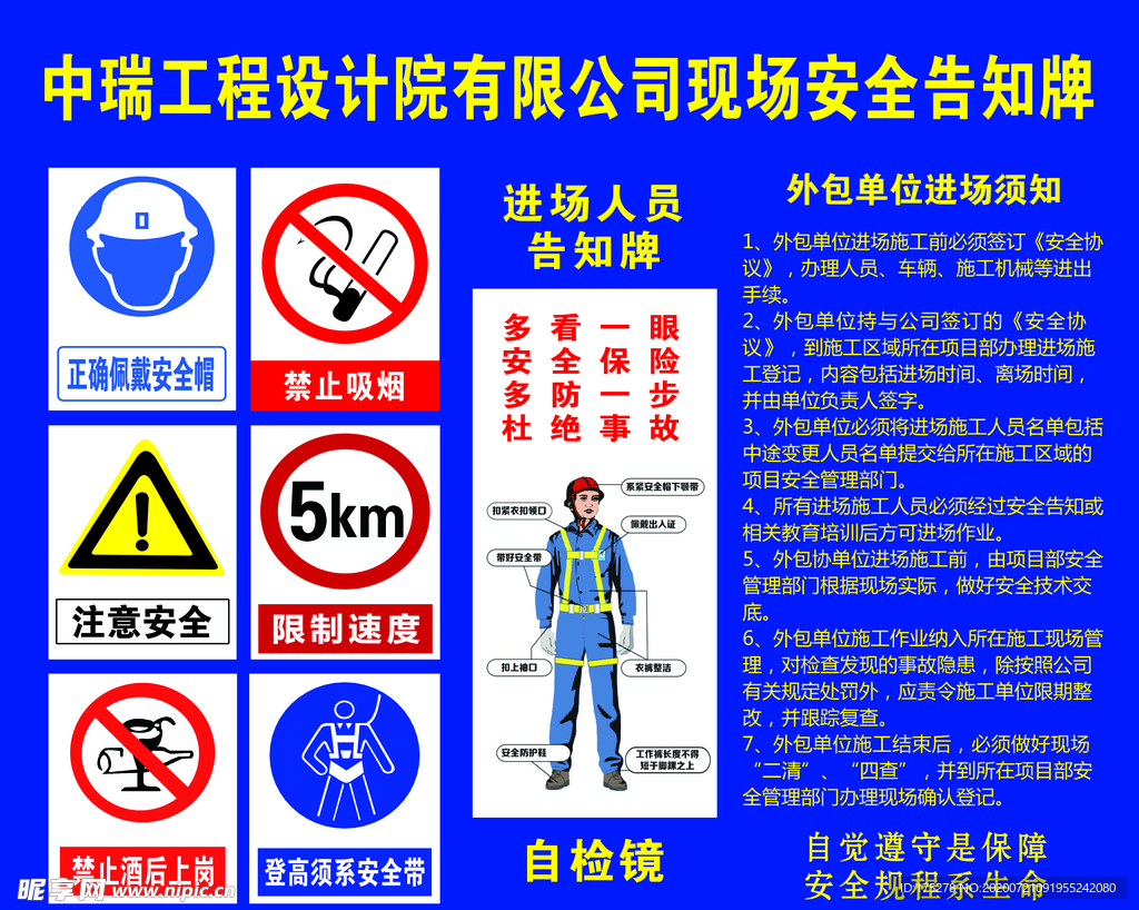 工程设计院现场作业安全告知牌