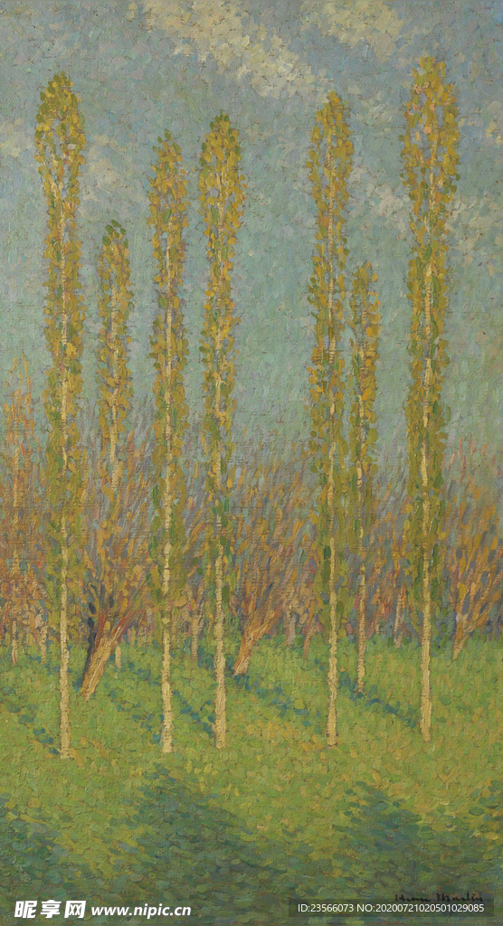 田园风景树林油画