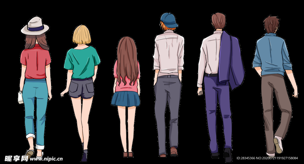 手绘男女背影