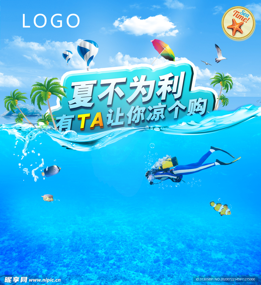 药店超市商场夏不为夏日促销海报