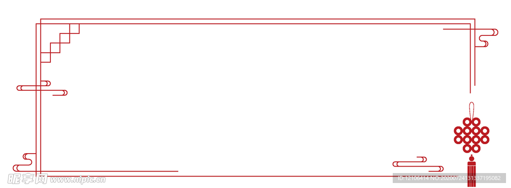 中国风中国结祥云简约边框