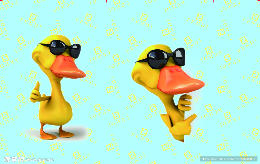 大牌 芬迪 鸭子 数码 印花