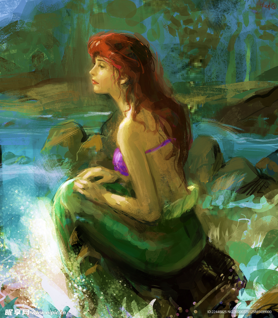 迪斯尼公主小美人鱼爱丽儿形象画