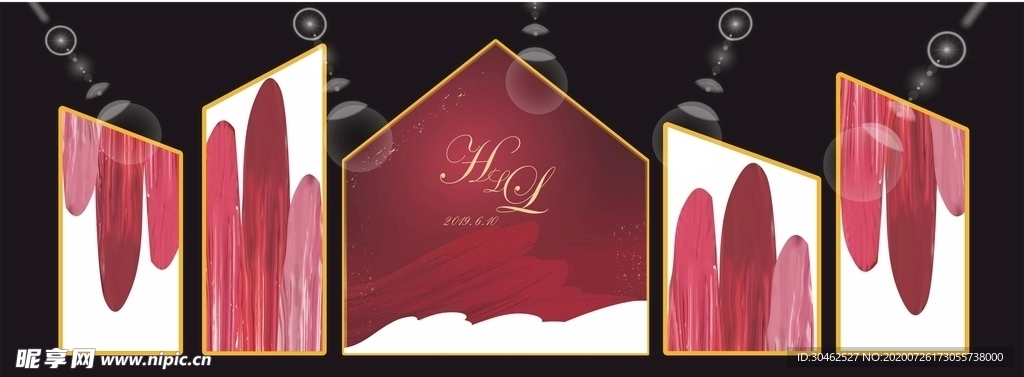 红色泼墨简约舞台场景