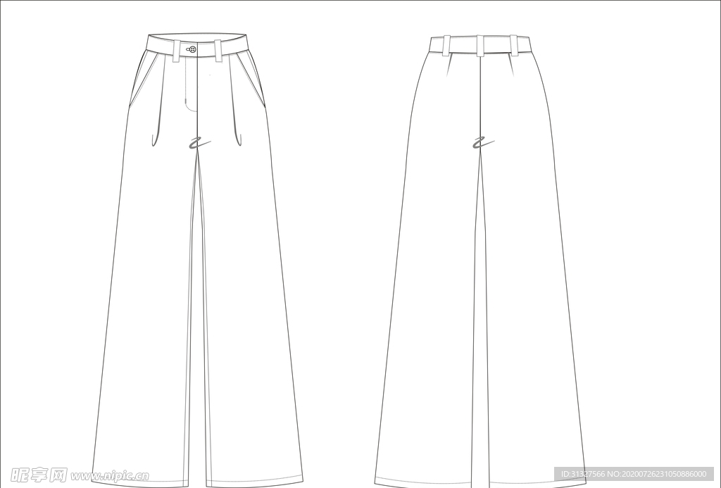 阔腿裤矢量图 款式图