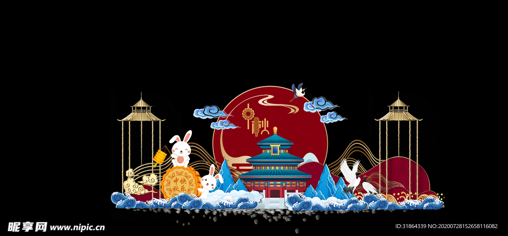 中秋节国潮美陈