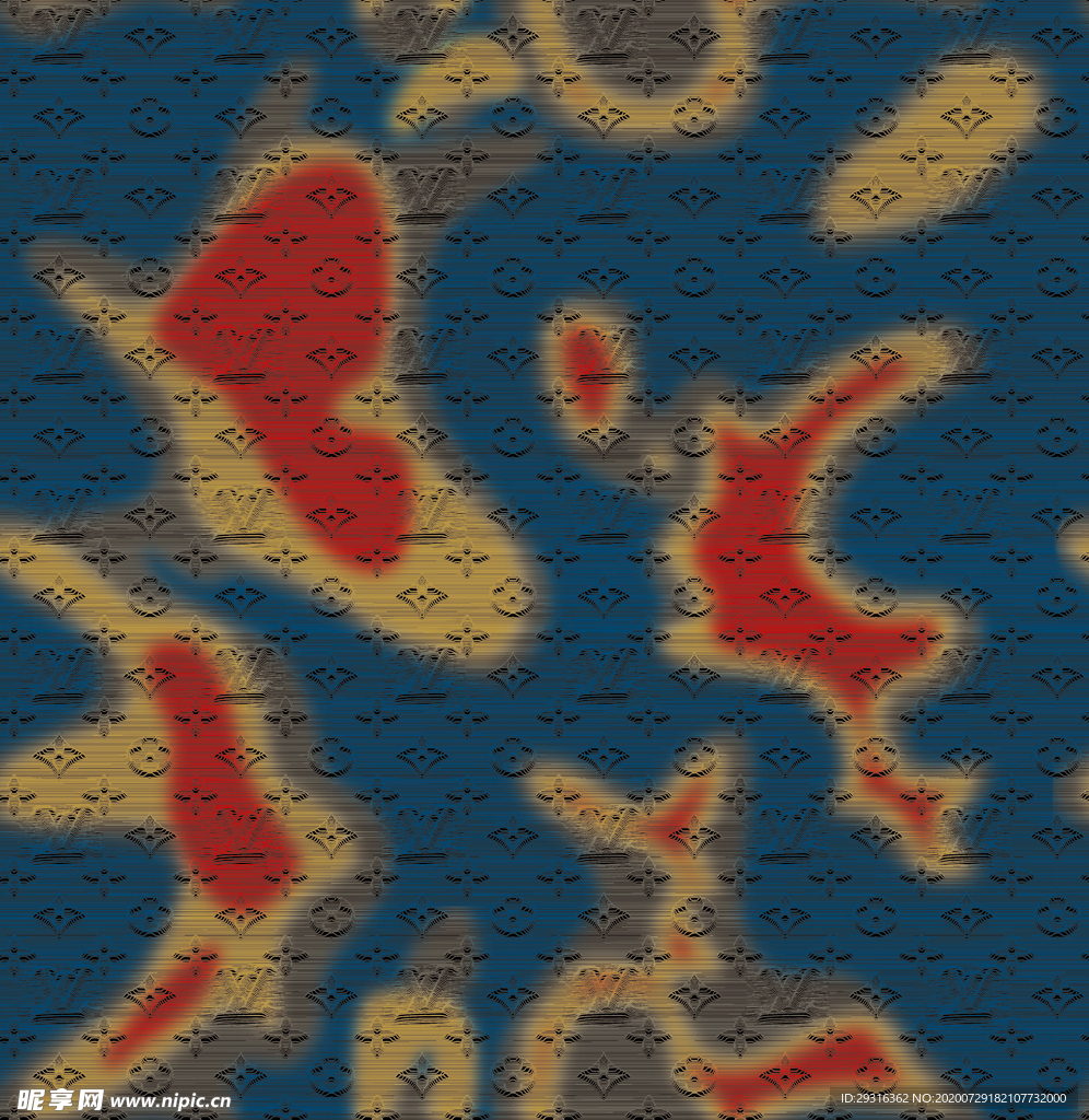 大牌 lv 迷彩 扎染数码印花