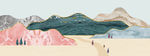 新中式粉色鎏金山水风景装饰画