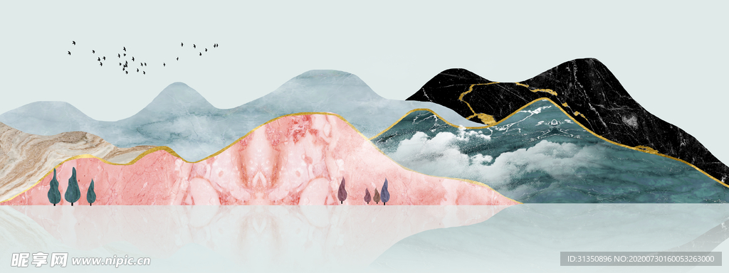 新中式江南风景山水装饰画