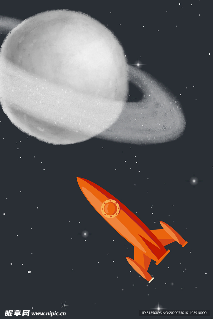 新中式火箭土星宇宙装饰画