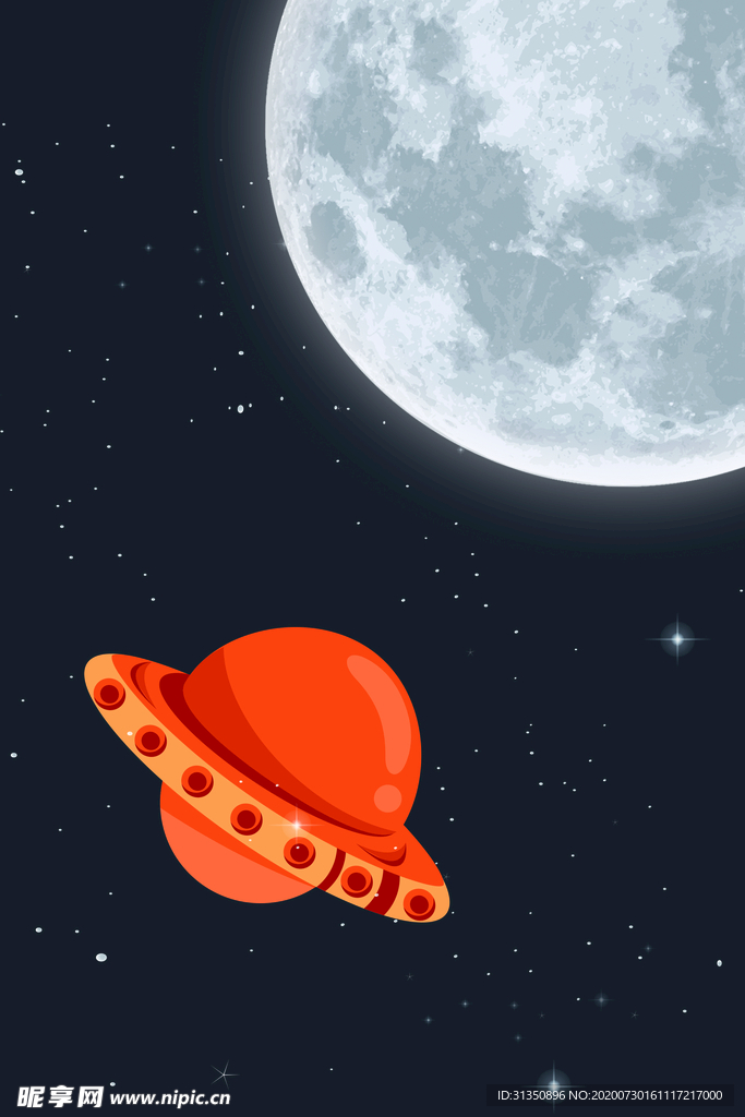 新中式月亮月球宇宙飞船装饰画